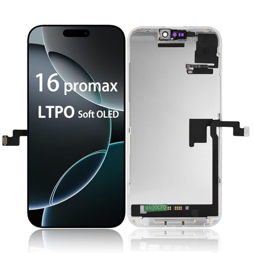 LTPO Soft OLED for iPhone 16 pro max Screen Replacement Full View Anti-Glare 120Hz OLED Display 6.9 inch Featuring Touch Complete Repair Kit with Tools with Light Sensor Flex