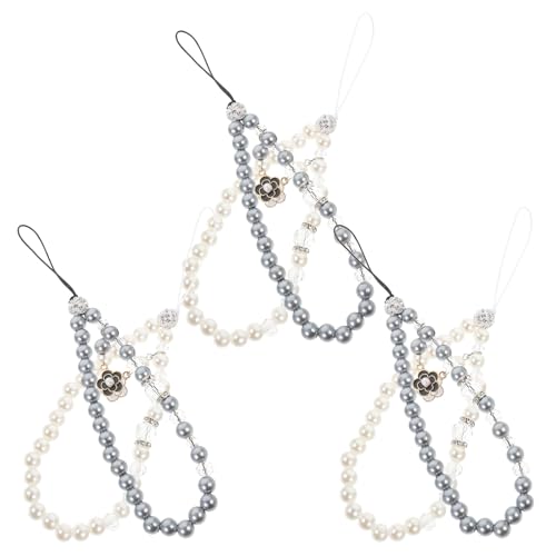Colgante para móvil de perlas ideal para paseos urbanos y eventos con dijes florales grises