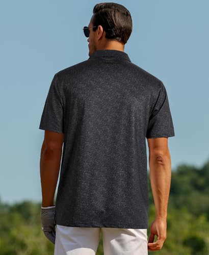 ELETOP Mens Polo Shirts Short Sleeve Golf Shirts Moisture Wicking Dry Fit Print Performance Golf Polos for Men Collared Shirt3