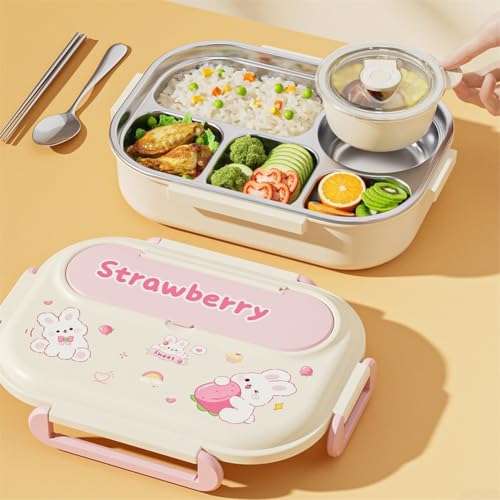 Fiambrera para mealprep de acero inoxidable con 5 compartimentos para oficina 6