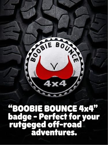 Image of 2 PCS Boobie Rated Car Emblem, 4 x 4 Metal Automotive Badge, 3D Round Metal Car Badges Emblems, Car Badge Decals Stickers Compatible with Jeep Wrangler Vehicles Trucks SUV RV (Boobie)