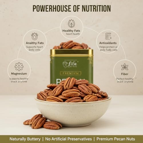 Image of LILA DRY FRUITS Pecan Nuts 250 Grams Fresh & Crunchy Premium Pecans Rich in Healthy Fats, Fiber & Antioxidants Ideal for Snacking, Baking & Keto Diet Dry Fruits Perfect for Gifting