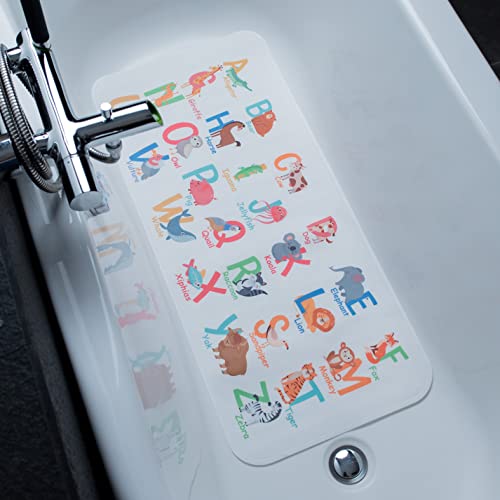 Beehomee Bath Mats For Tub Kids - Large Cartoon Non-Slip Bathroom Bathtub Kid Mat For Baby Toddler Anti-Slip Shower Mats For Floor 35X16,Machine Washable Xl Size Bathroom Mats (Letter) #TOP1