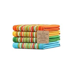 Urban Villa Salsa Stripe Kitchen Towels 100% Cotton Dish Towels for Kitchen Multi Color Highly Absorbent Multi-Purpose Waffle Dish Cloths for Cleaning Soft Hand Bar Towels 20x30 Inches (Set of 4) Urban Villa Salsa Stripe Kitchen Towels 100 Cotton Dish Towels for Kitchen Multi Color Highly Absorbent Multi Purpose Waffle Dish Cloths for Cleaning Soft Hand Bar Towels 20×30 Inches Set of 4