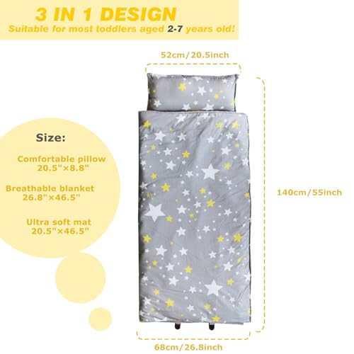 Image of Kids Toddler Lightweight and Soft Nap Mat- Minky Dot& Cotton-Stars