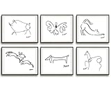 Wandkunst-Dekoration Pablo Picasso gezeichnete Linien Zeichnung Poster Drucke Set von...