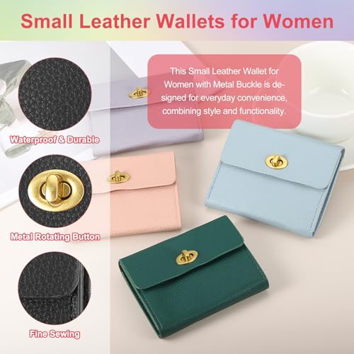 PATIKIL Small Leather Wallets for Women with Metal Buckle, Stylish Card Holder Wallet Card Case Coin Purse for Cash Business Men and Women, Black3