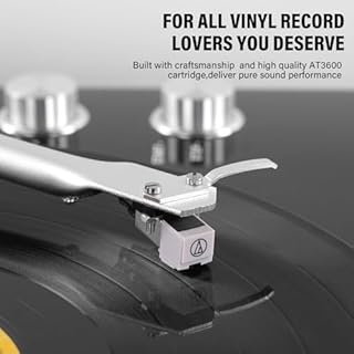 Giradischi Bluetooth con trasmissione a cinghia, lettore di dischi in vinile, uscita digitale USB, cartuccia magnetica, vinile digitale a MP3, AT-3600L, 33 o 45 giri/min, nero