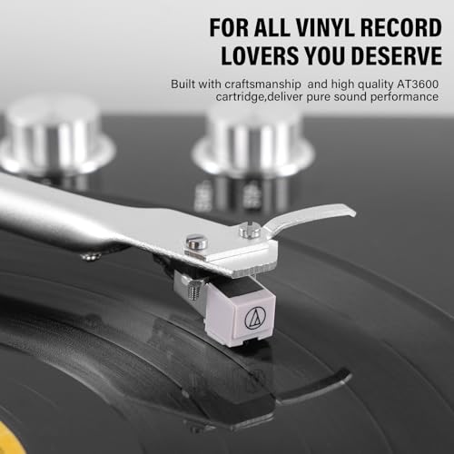 Image of Belt Drive Turntable for Vinyl Record Player, Bluetooth Output, Built-in Phono Preamp, USB Digital Output, Magnetic Cartridge, 33 /45 RPM, High-Gloss Wood Design, No Built-in Speakers