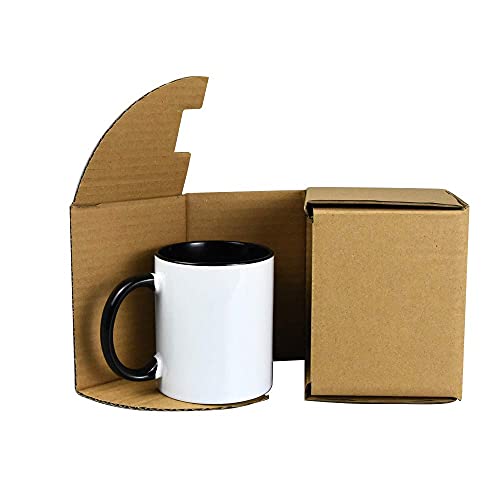 Set Of 24 11Oz Sublimation Blank Mugs Two Tone With Black Inside Handle, With Brown Mail Order Box #TOP4