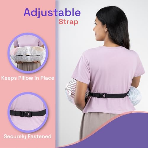 Image of Wakefit Feeding Pillow for New Born Baby | 3 Months Warranty | 5 in 1 Nursing Pillow for Breastfeeding with Cotton Removable Cover | Moonsine, Multicolor