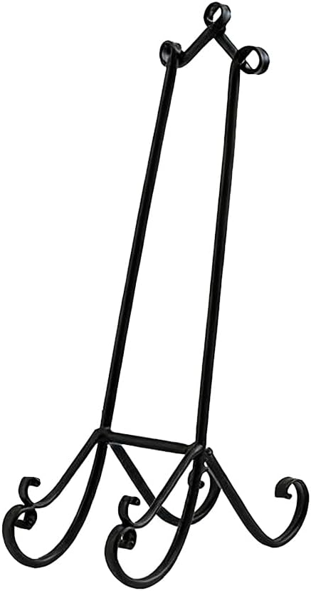 Elegant Iron Plate Display Stand - Black Tray Holder for Plates, Artwork, and Decorative Items – 18.7" H, Simple and Sturdy (M)