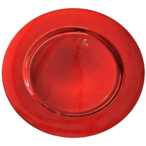 forestfox™ Charger Plates 33cm Decorative Christmas Under Dinner Place Mats Set of 2 Glossy Red Cover