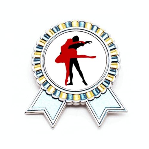 Broche de danse en métal ciselé motif duo de danseurs de salon finition M