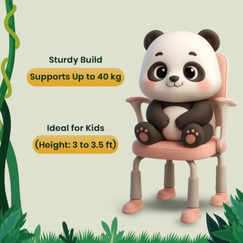 Image of Make My Chairs Cuddle Bear Height Adjustable 4 Legs Kids Study Table Chair | Chair for Kid | Cushion Seat & Flip Down Armrest | Gift Chairs for 3 to 10 Years Kids (Pink)