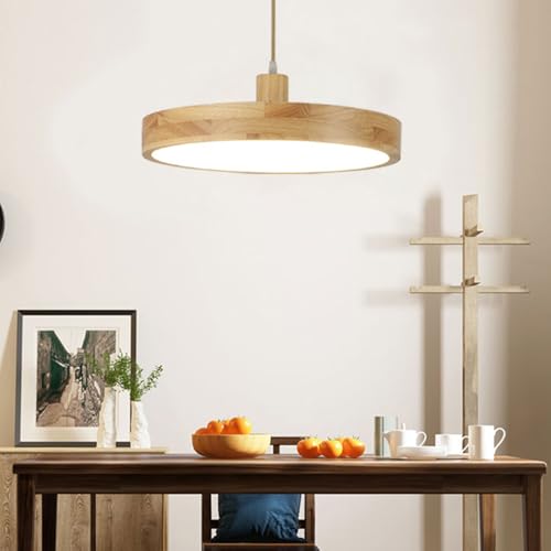Suspension LED en bois pour salle à manger luminaire rond à intensité variable - 3