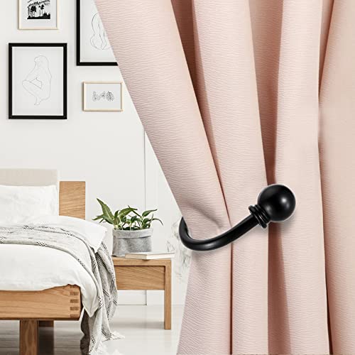 Sumnacon Set Of 4 Metal Decorative Curtain Holdbacks, Wall Mounted Window Drapery Tiebacks For Bedroom, Livingroom, Office Come With Screws, Black #TOP4