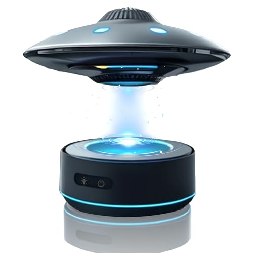 Enceinte Bluetooth à lévitation magnétique Forme d'OVNI avec des lumières LED, Charge sans Fil, Son stéréo à 360 °, Haut-Parleur Flottant Portable pour...