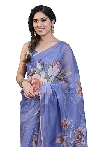 Image of MIRCHI FASHION Women Saree Organza Printed | Traditional Semi-Transparent Festive Sari with Unstitched Blouse Piece