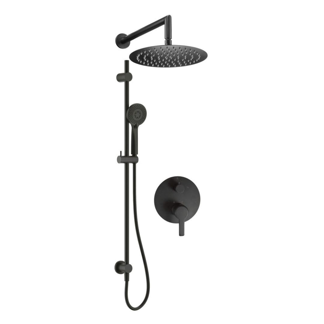 Mitigeur douchette et pommeau ensemble de douche avec barre coulissante noire Arvo