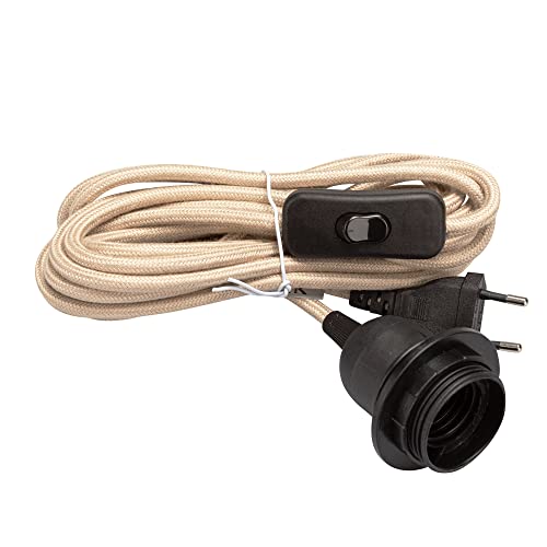 Cable de tela colgante portalámparas E27 con interruptor 4,5 metros EC01B Cover