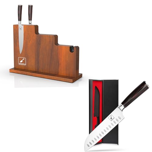 Magnetic Knife Block 13 x 10 Inches, Magnetic Knife Holder Rack for Kitchen Counter & imarku Chef Knife 7 Inch Kitchen Knife Ultra Sharp Santoku Knife