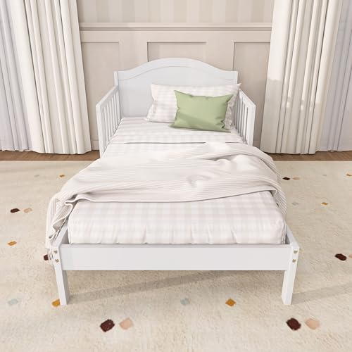 Image of Dream On Me Sydney Toddler Bed in White, Greenguard Gold Certified, BSA Certified, Low To Floor Design, Non-Toxic Finish, Safety Rails, Made Of Pinewood