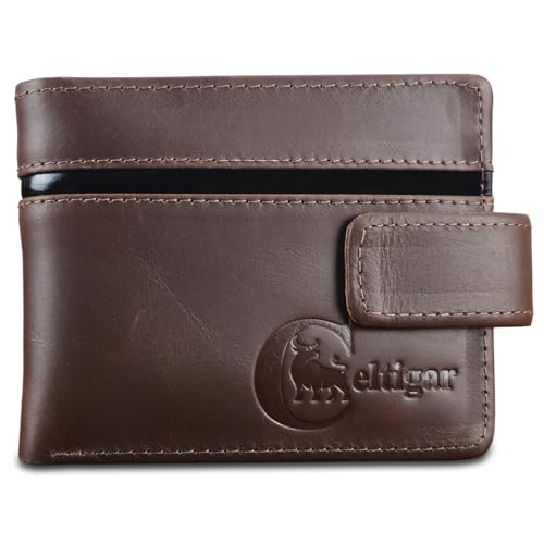 Carteira Masculina De Couro Legítimo Antifurto Bloqueio Rfid (Chocolate - Couro CBFT)