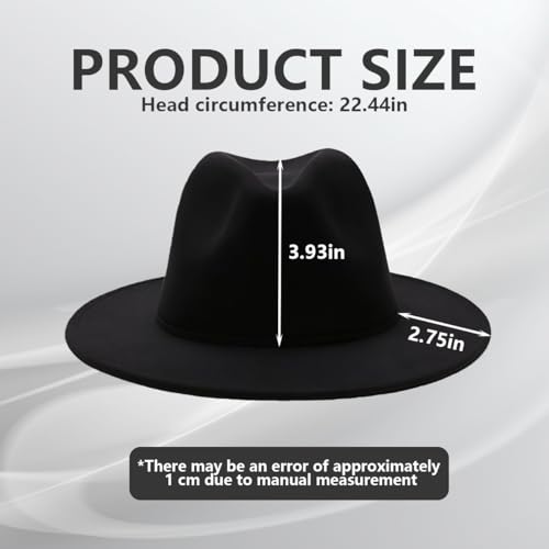 Sombrero Fedora Panamá plano negro de ala ancha para mujer miniatura 2
