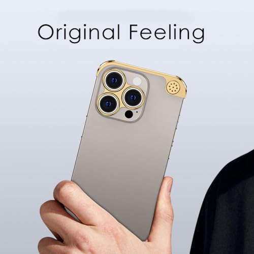 Coque antichoc iPhone 13 Pro Max en métal avec coussinets d'angle or
