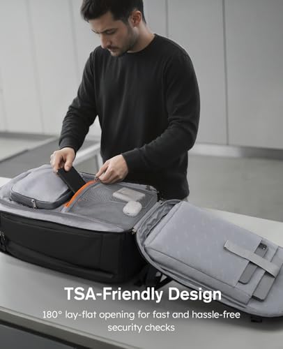 Tolaccea Travel Laptop Backpack, TSA Friendly Flight Approved Carry-on Business Rucksack Work Backpack with Extra Toiletry Bag, Dual Storage for 17.3" Laptop and 12.9" Tablet, 40-45L Expandable3