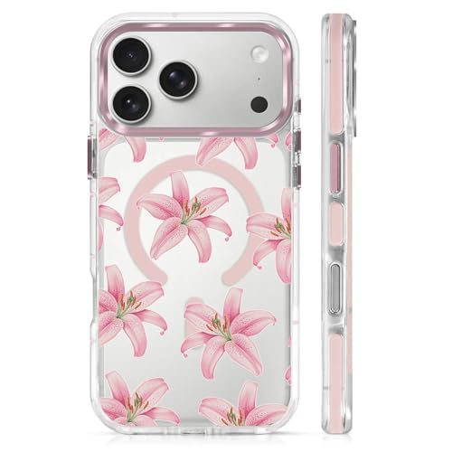 Coque iPhone 17 Pro Max Magsafe transparente et fleurie pour le style quotidien des femmes