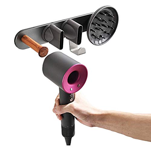 Wall Mount Hair Dryer Holder for Dyson Supersonic, Support Drilling or No-Drilling Installation Method, Magnetic Bracket Stand Storage Rack Organizer for Dyson Supersonic Hair Dryer, Diffuser, Nozzle