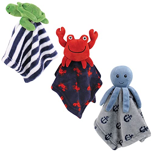 Image of Hudson Baby Unisex Baby Animal Face Security Blanket, Sea Creatures, One Size