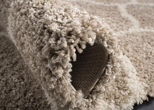 Image of Carpet for Living Room, Bedroom and Hall Handmade Microfiber Cozy Soft and Fluffy Shaggy Area Rug with 2 inch Thick Anti Skid Carpet [2x5 Feet Beige Box]