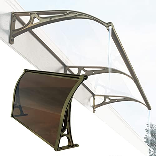 Patio Door Window Awning Canopy Aluminum Bracket Polycarbonate Cover Front Door Outdoor Awning Canopy for Window, Porch Shade, Patio, Roof (Color : Champagne Color, Size : 120x300cm)