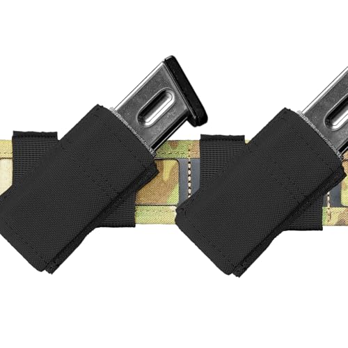 Dlaeey 2 Pack 40º Angled Right-Handed Pistol Magazine Pouch, MOLLE Handgun Mag Holder with Quick Release Insert for Easy Access, Universal Mags Holster for 9mm/.40 Cal/ 45Acp S&W/Sig (Black)