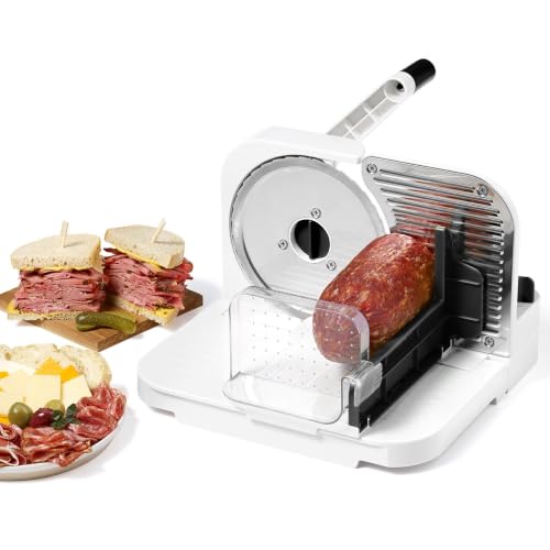 Starfrit Deli Slicer, Slices Meat, Cheese, Bread, 6.5" Stainless Steel Blade, Adjustable Thickness Knob, Nestable for Easy Storage, 2-in-1 Fruit and Vegetable