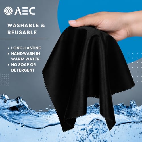 Image of AEC ClearPro Ultra Premium Microfiber Cleaning Cloth for Mobile Screen, Camera Lens, Glasses, Laptop, Tablet & Monitor | Lint-Free, Washable | 12 x 12 Inch | Black | Pack of 3