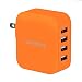 Lumsing Quick Charge 2.0 Multi-Port USB Wall Charger,4 Port Wall Charging Hub for SmartPhones-Orange