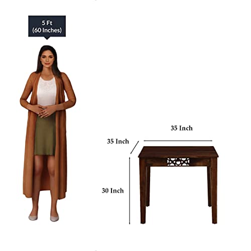 Image of SHRI MINTU'S ART Sheesham Wood Dining Table 4 Seater | Four Seater Dinning Table with 4 Chairs for Home | Chairs with Cushion | Dining Room Sets for Kitchen & Restaurants | Rosewood, Walnut Finish