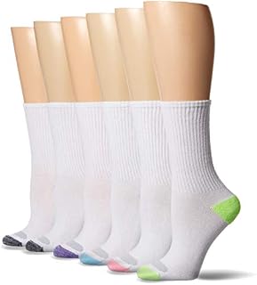 Hanes Women's Crew Socks, White Color Heel/Toe, 5-9