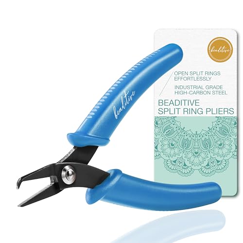 Beaditive Split Ring Pliers | Jewelry Making Beading Crafting | High-Carbon Steel | 5-Inch (Lake Blue)