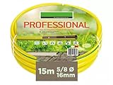 Manguera de riego de 5/8 pulgadas y 16 mm, manguera de agua de jardín, 3 capas en malla de PVC, uso profesional (15m)