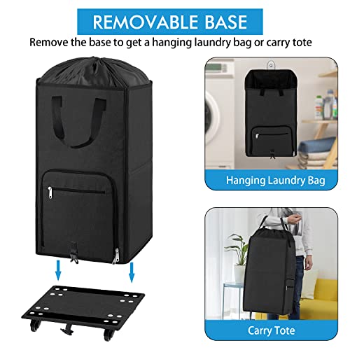 Bukere Laundry Hamper with Wheels, Large Rolling Laundry Basket with 4 Casters and 2 Handles, Collapsible Freestanding Wheeled Laundry Bag for Clothes, Laundry Room, Bathroom - Image 4