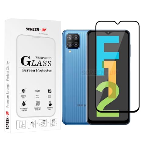 Image of ScreenUp Tempered Glass For Samsung Galaxy F12 - Ultra Clear, 9H Scratch Resistant, Full Coverage, Easy Install Screen Protector