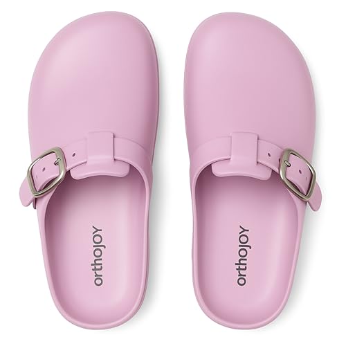 Image of ORTHO JOY Orthopedic Arch Support Clogs for Women - Comfort Slip-On Toe Post Slides with Adjustable Strap & Cushion Sole