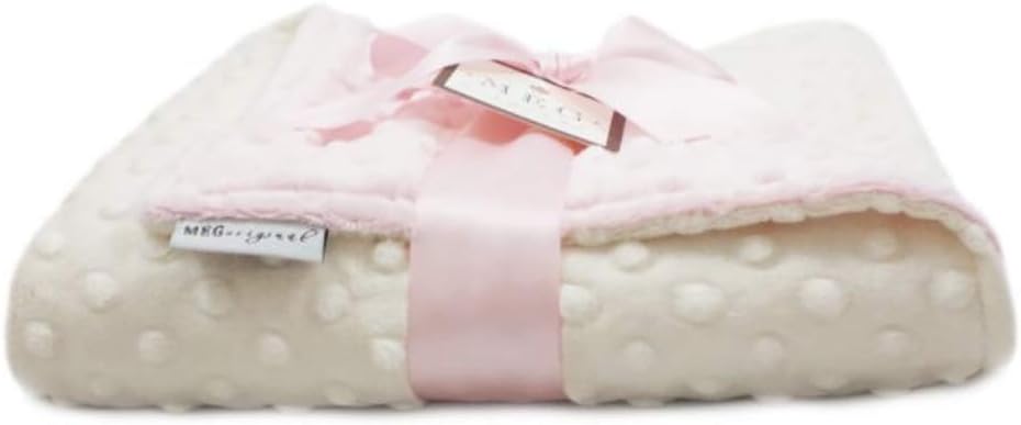 MEG ORIGINAL Pink & Ivory Minky Dot Baby Girl/Toddler Crib Blanket 16774