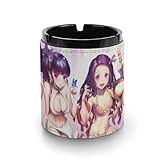 鬼滅の刃 灰皿 革製灰皿 丸い円筒形 アッシュトレイ 卓上 大容量 屋外 おしゃれ ステンレス おしゃれ 大容量 屋外 室内 防臭 車用 ブラック 洗いやすい インテリア コンパクト