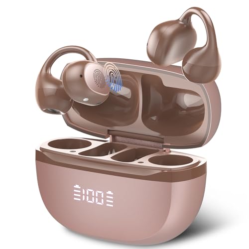 Écouteurs Clip Oreille Ouvert, Écouteurs Bluetooth sans Fil, Écouteur Sport ENC Antibruit Bluetooth 5.4, 48H Autonomie, Étanche à L'eau IPX7, Léger et Stable, Casque à Pince pour Deporte/Voyage/Études